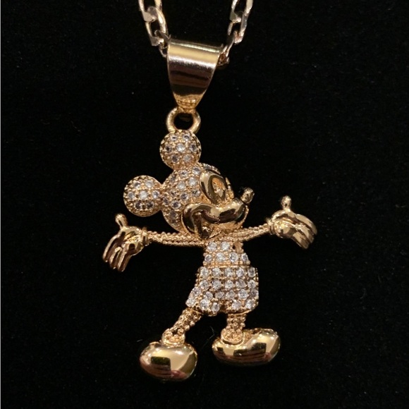 Mickey Mouse pendant w/Cuban chain - Picture 1 of 3
